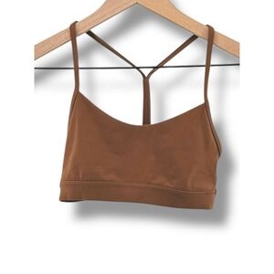 Lululemon Flow Y Nulu Bra 4 Toasted Brown Racerback Yoga Sports W2CRHS